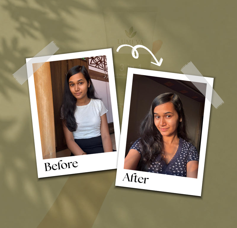 Before and after comparison of a person with a green background